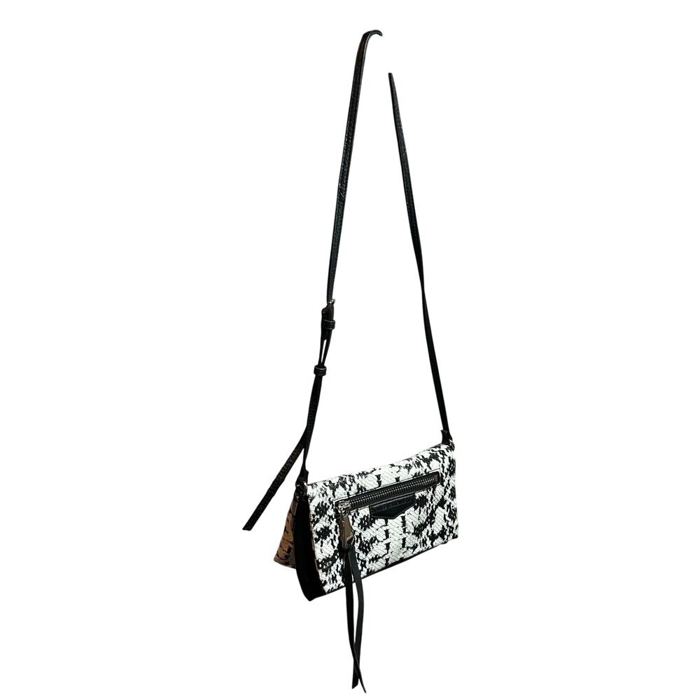 Aimee Kestenberg Bali Convertible Leather Crossbody Bag Snake Print Black White - Picture 2 of 15